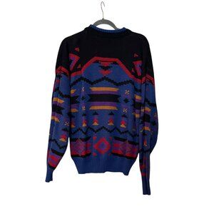 Vintage Aztec Retro Acrylic Bugle Boy Co Crewneck Sweater Cosby Grandpa Size Lg